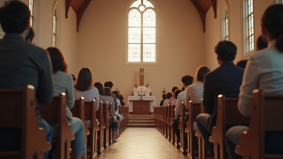 Eye-level view of a Korean church gathering with people sharing their experiences