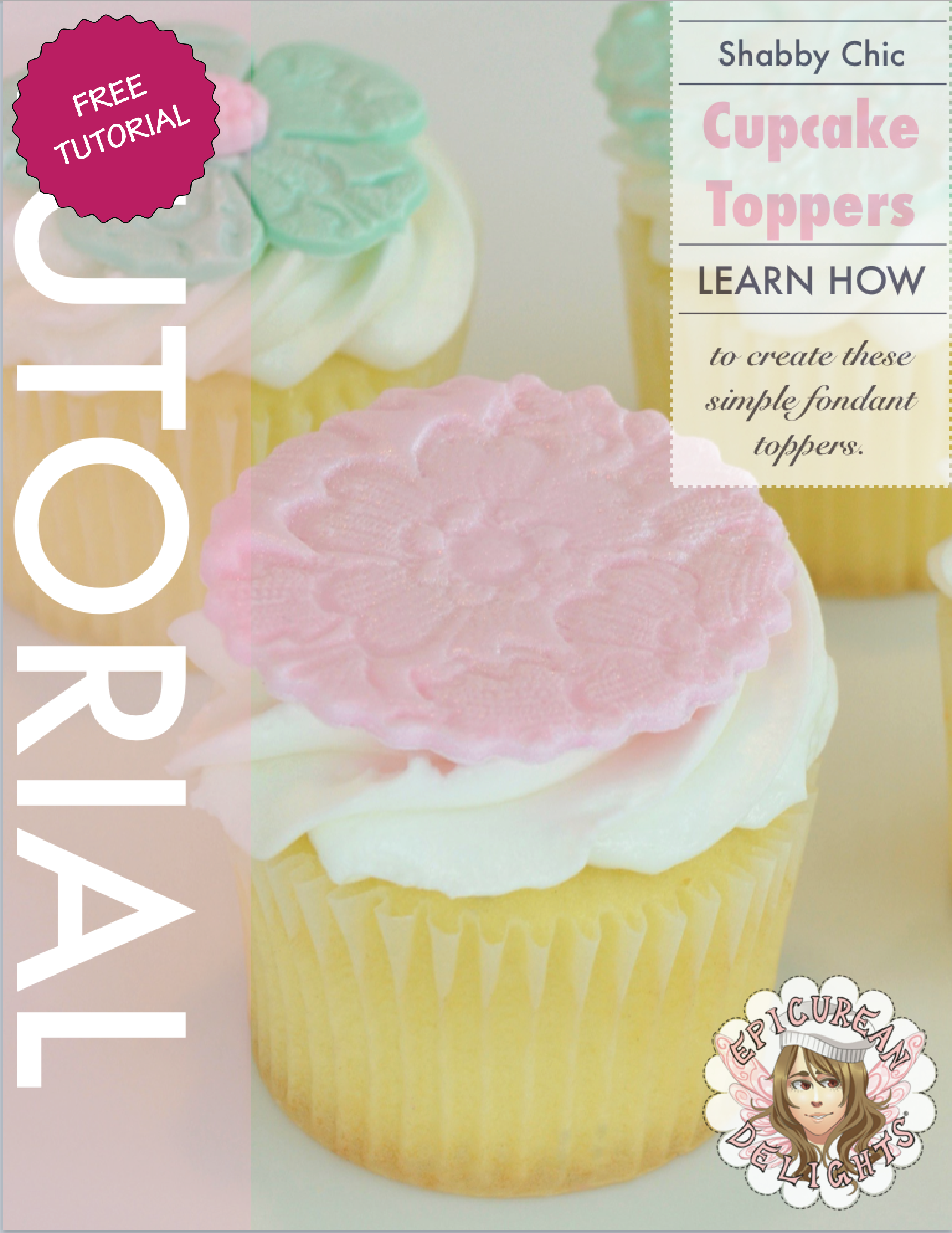Shabby Chic Cupcake Topper
