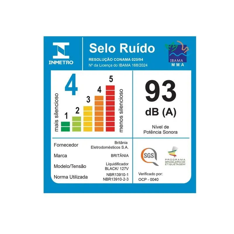 Miniatura: Liquidificador Britânia Diamante V Black 2,1L 220V