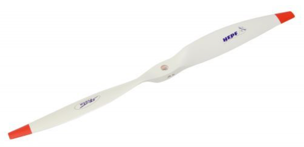 15x8 E 2-bladig träpropeller elektrisk vit/röd