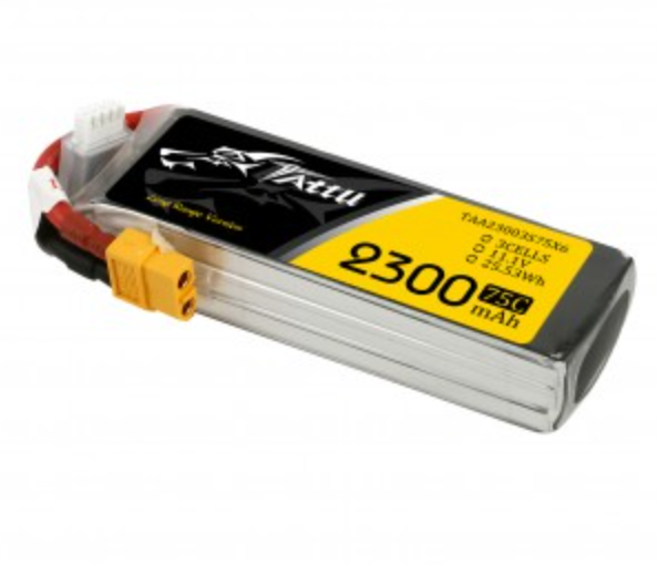 Tattu 2300mAh 75C 11.1V LiPo battery with XT60 connector