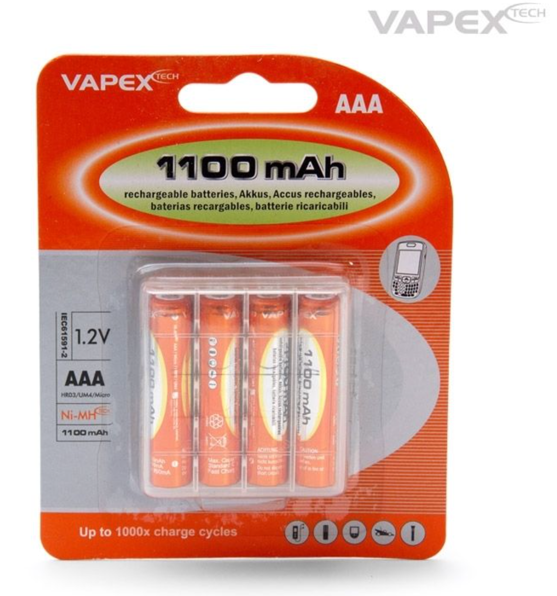 AAA/R3 NiMH 1100mAh akku 4kpl