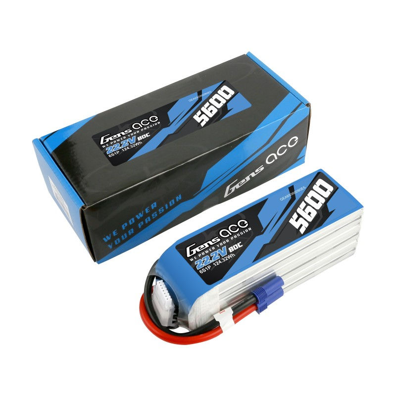 Miniatyrbild: Gens ace 5600mAh 80C 22.2V 6S1P LiPo EC5