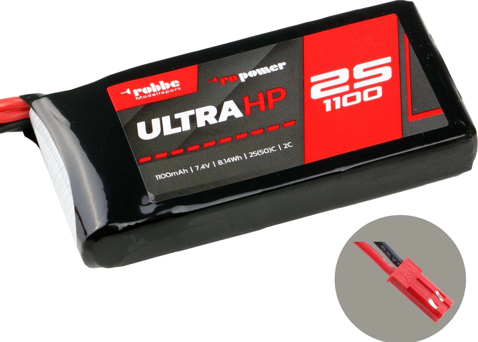 RO-POWER ULTRA HP 1100MAH 7,4 VOLT 2S 25(50)C LIPO BATTERY , BEC PLUG