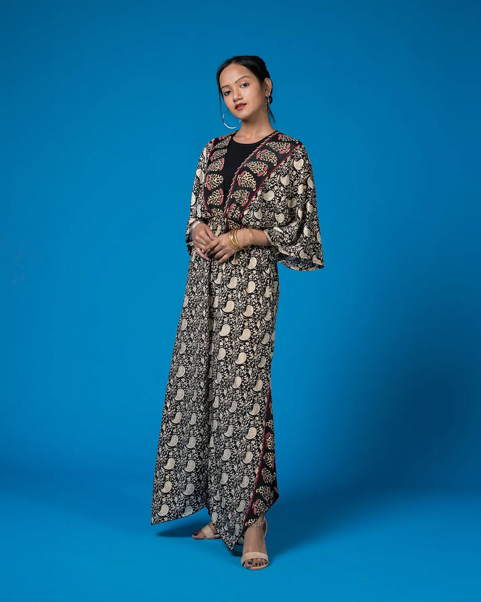 Thumbnail: Habutai Silk Jumpsuit with Golden Khari print