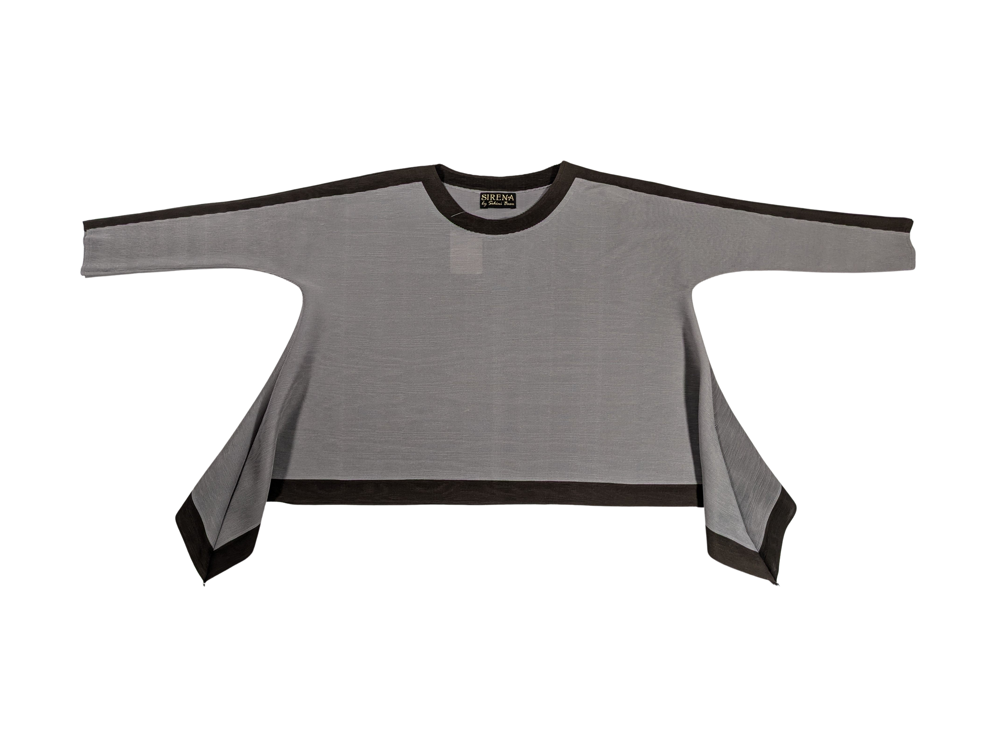 Pleated Lycra Round Neck Asymmetric Crop Top