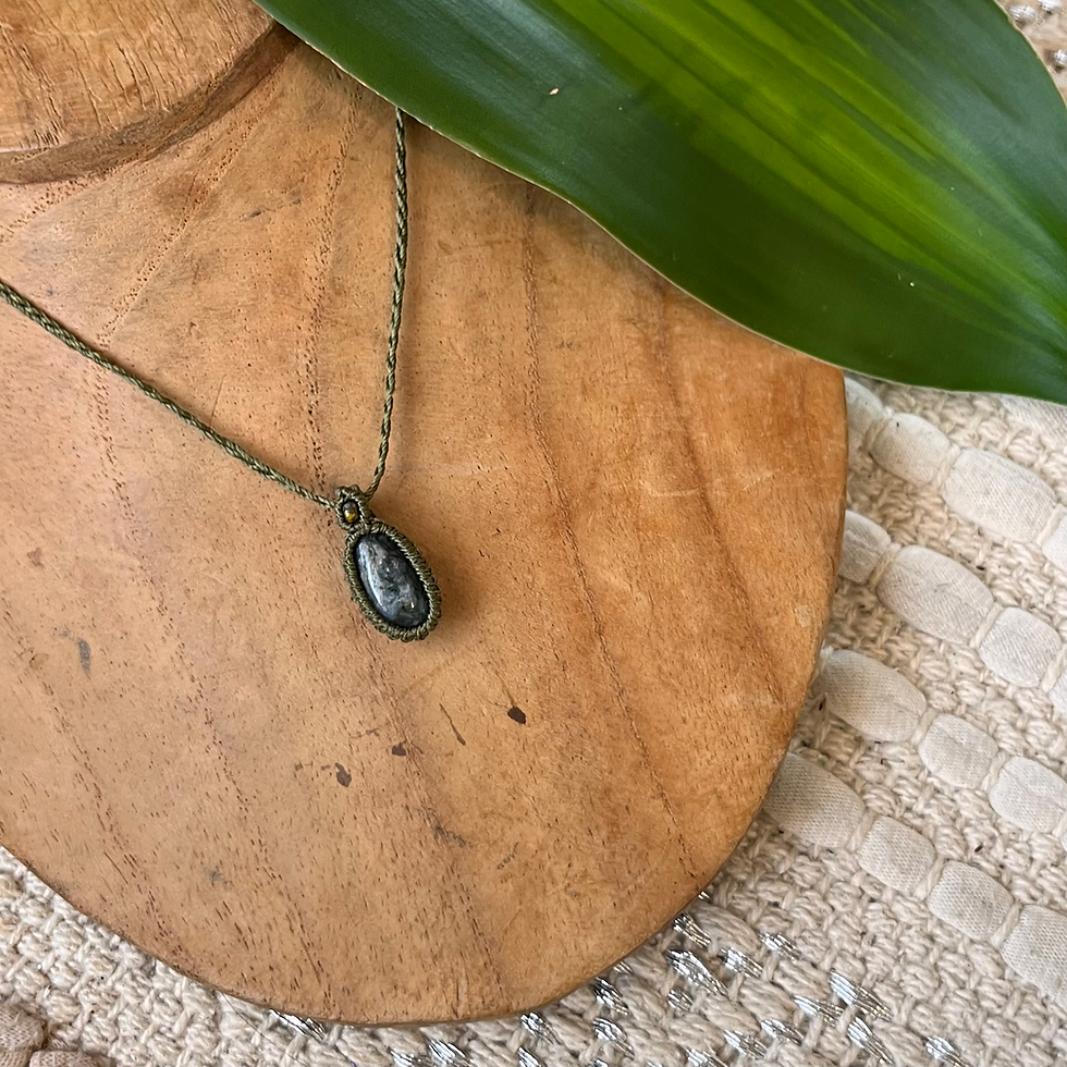 Collar de Macrame de Moss Agate por HB Art