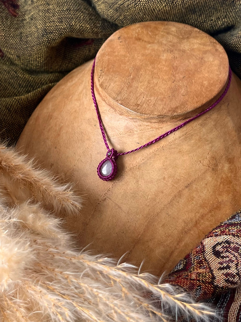 Miniatura: Collar de Macrame de Cuarzo Rosado por HB Art