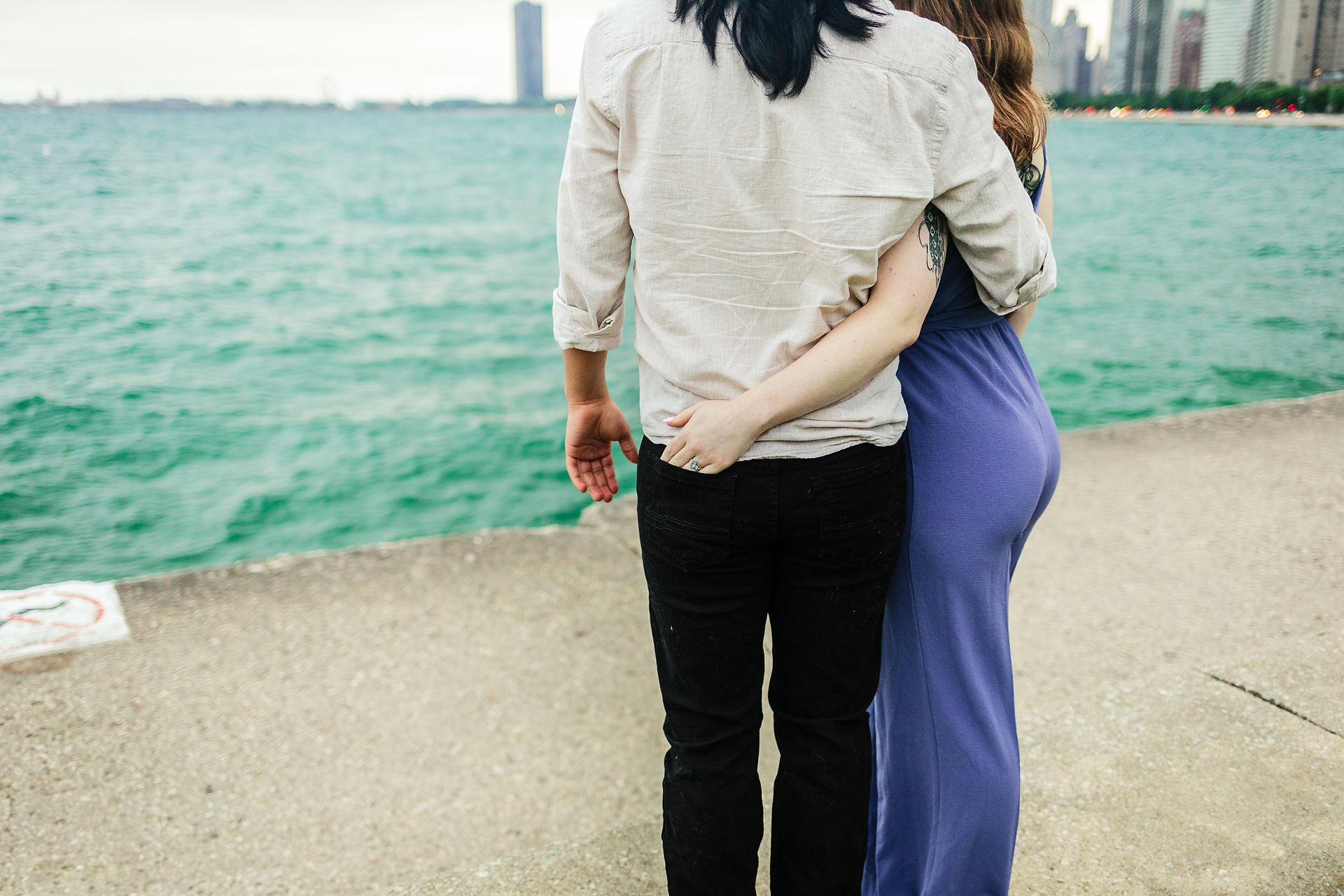 Rainy Chicago City Skyline Engagement Session