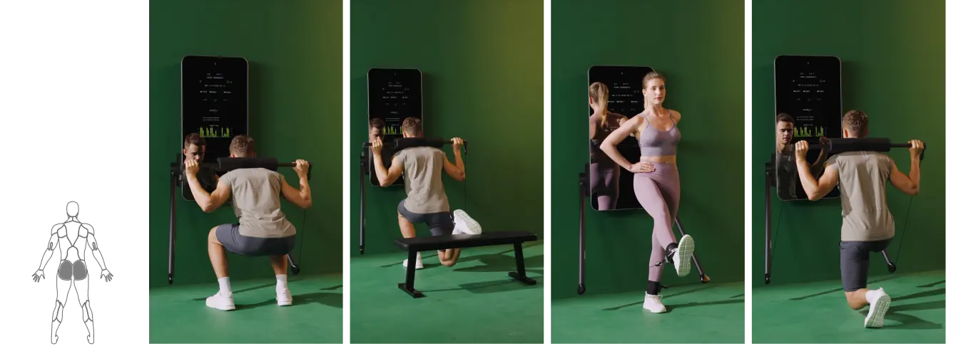 Ein Mann und eine Frau die verschiedene SPlan Model Y Workouts demonstrieren