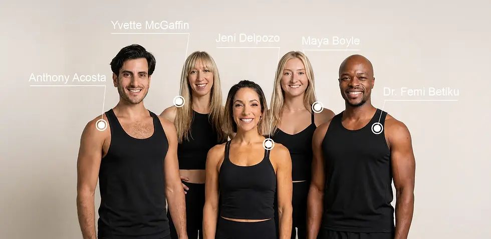 5 personal Trainer von NordicTrack in schwarzer Kleidung die in die Kamera blicken