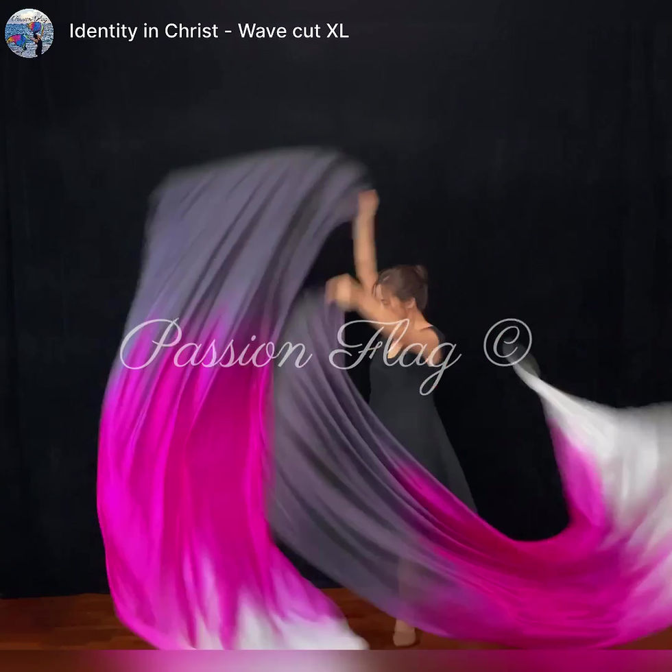 Thumbnail: Passion Flag – Identity in Christ - Hand painted silk praise and worship flags and banners Praise Dance
