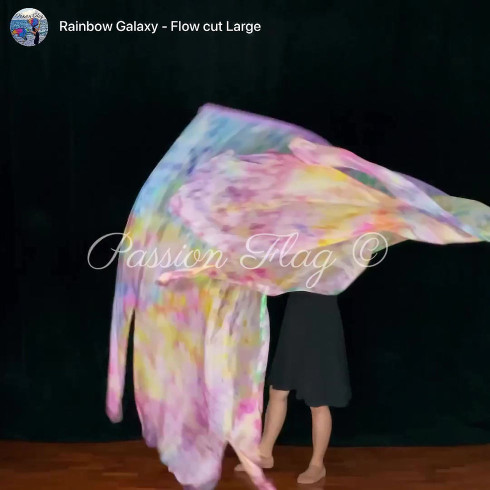 Thumbnail: Passion Flag - Pastel Rainbow Galaxy - Hand painted silk praise and worship flags and banners Praise Dance