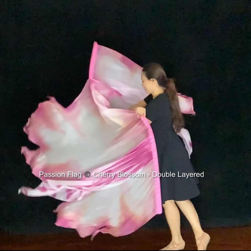 Thumbnail: Cherry Blossom - Blossom cutting double layered silk flags Passion Flag Worship Flag