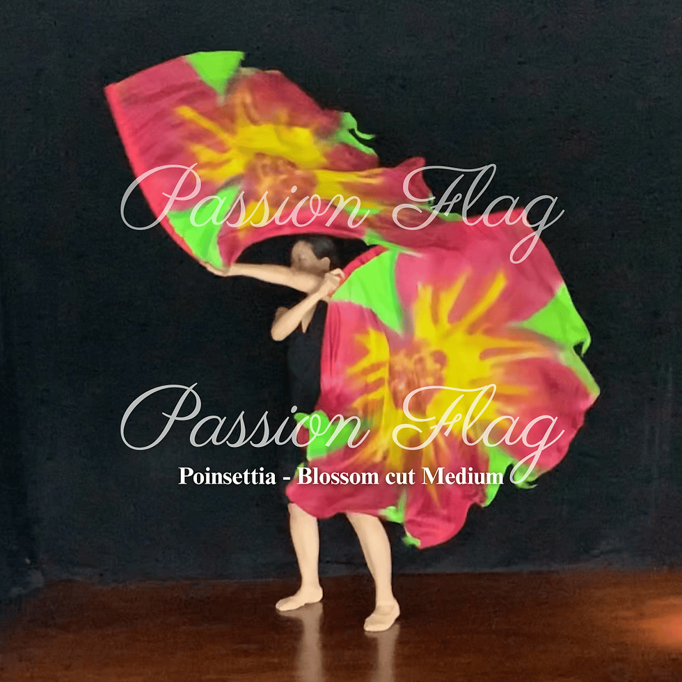 Thumbnail: Poinsietta - Blossom cutting single layered silk flags Passion Flag Worship Flag