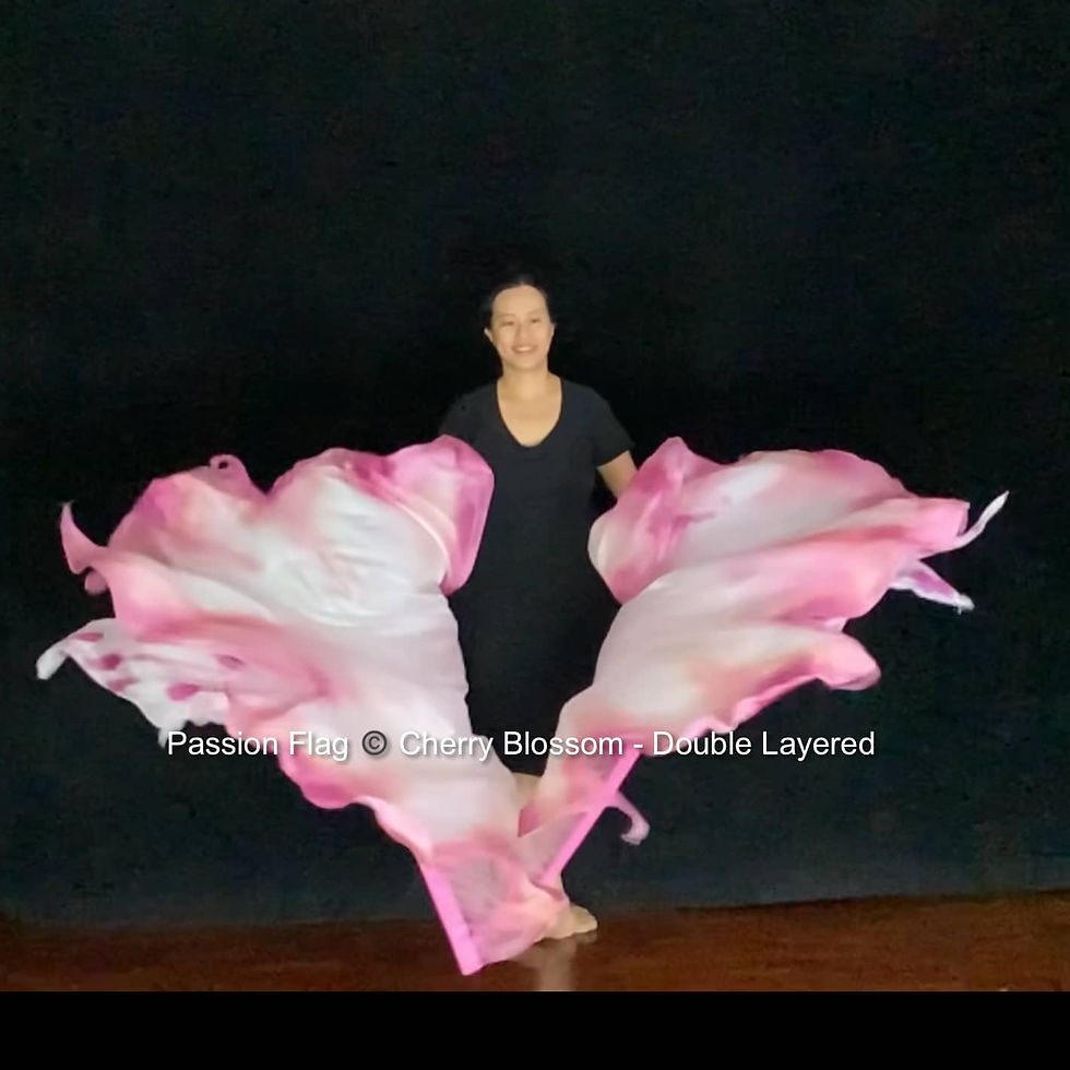 Thumbnail: Cherry Blossom - Blossom cutting double layered silk flags Passion Flag Worship Flag