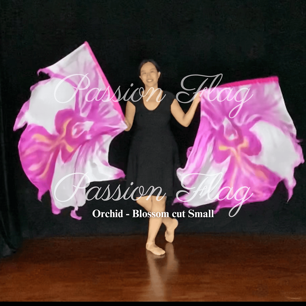 Thumbnail: Orchid - Blossom cutting single layered silk flags Passion Flag Worship Flag