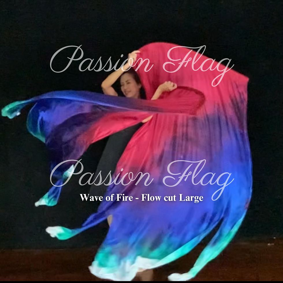 Thumbnail: Passion Flag - Waves of Fire - Hand painted silk praise and worship flags and banners Praise Dance
