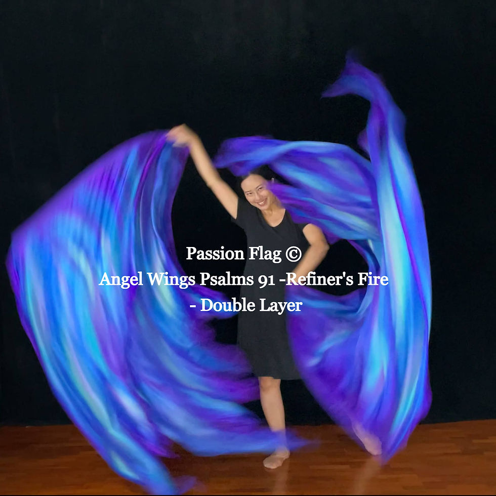 Thumbnail: Angel Wings Psalms 91 Refiner's Fire - Double Layer Silk Flags