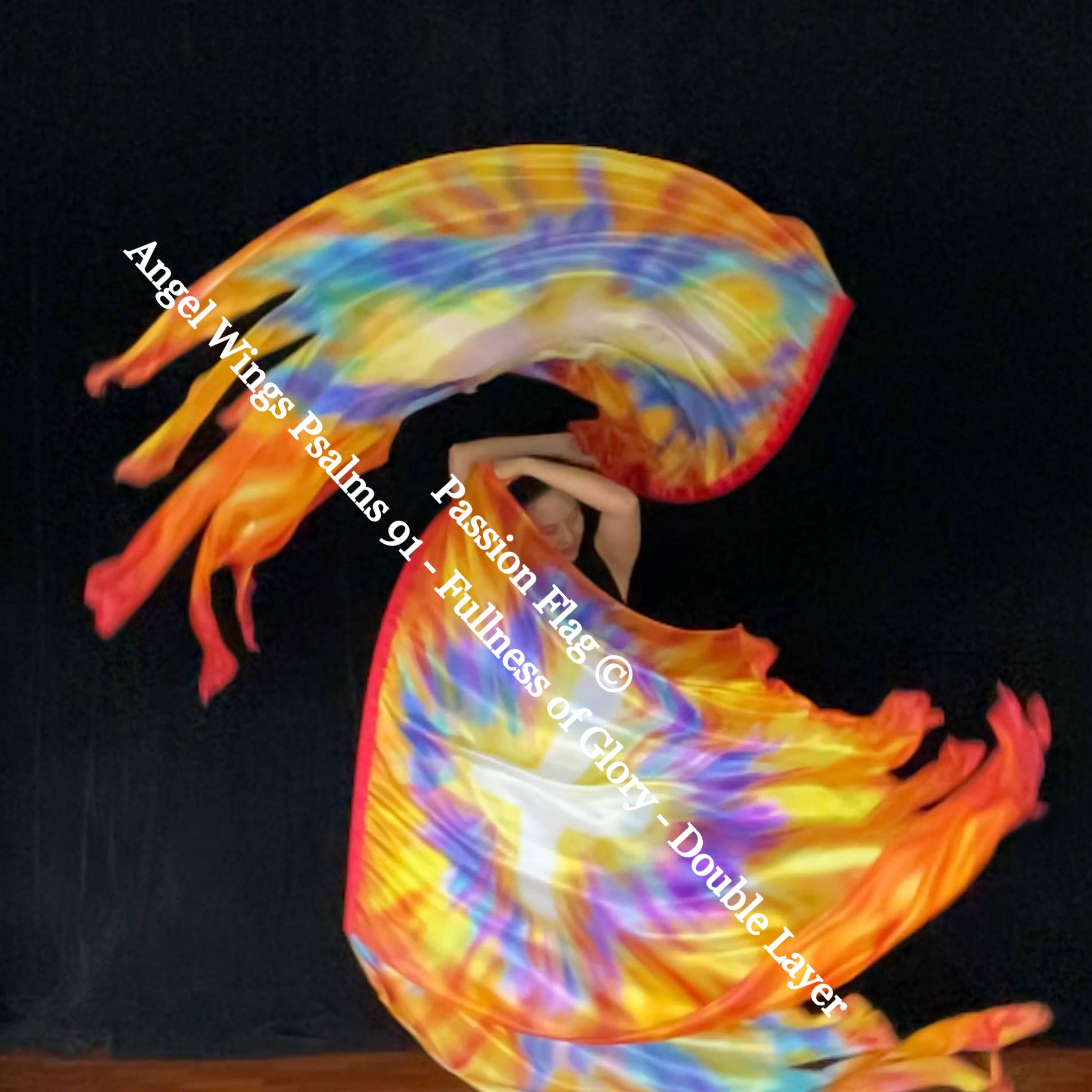 Angel Wings Psalms 91 Fullness of Glory - Double Layer Silk Flags