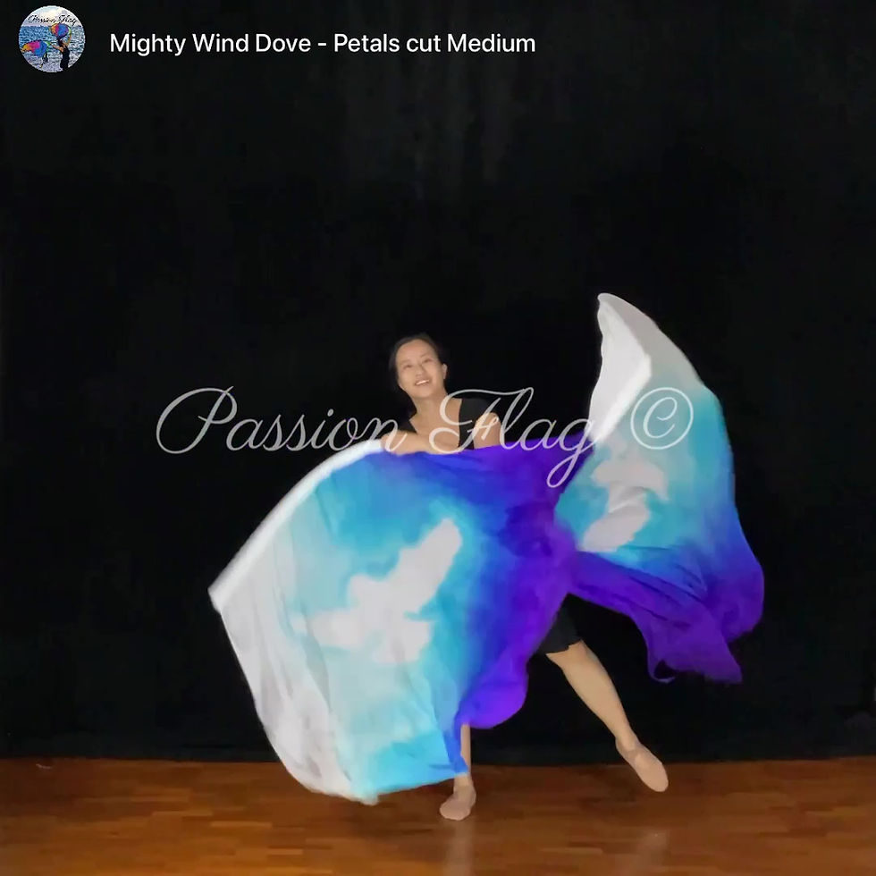 Thumbnail: Passion Flag - Mighty Wind Dove - Hand painted silk praise and worship flags and banners Praise Dance