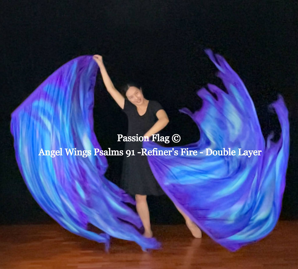 Thumbnail: Angel Wings Psalms 91 Refiner's Fire - Double Layer Silk Flags