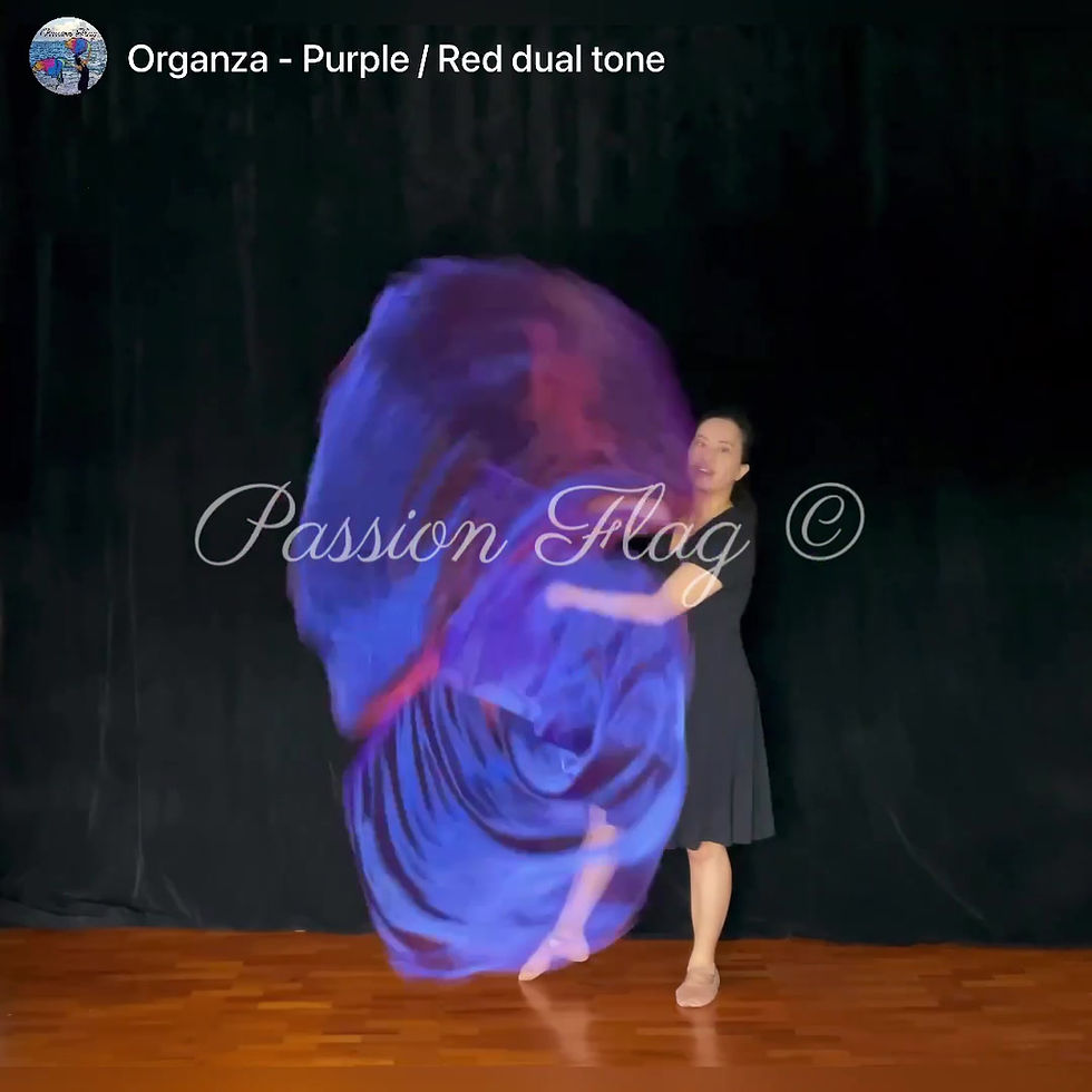 Thumbnail: Passion Flag Organza Purple/Red dual tone Petals cut Large flags praise and worship flags and banners