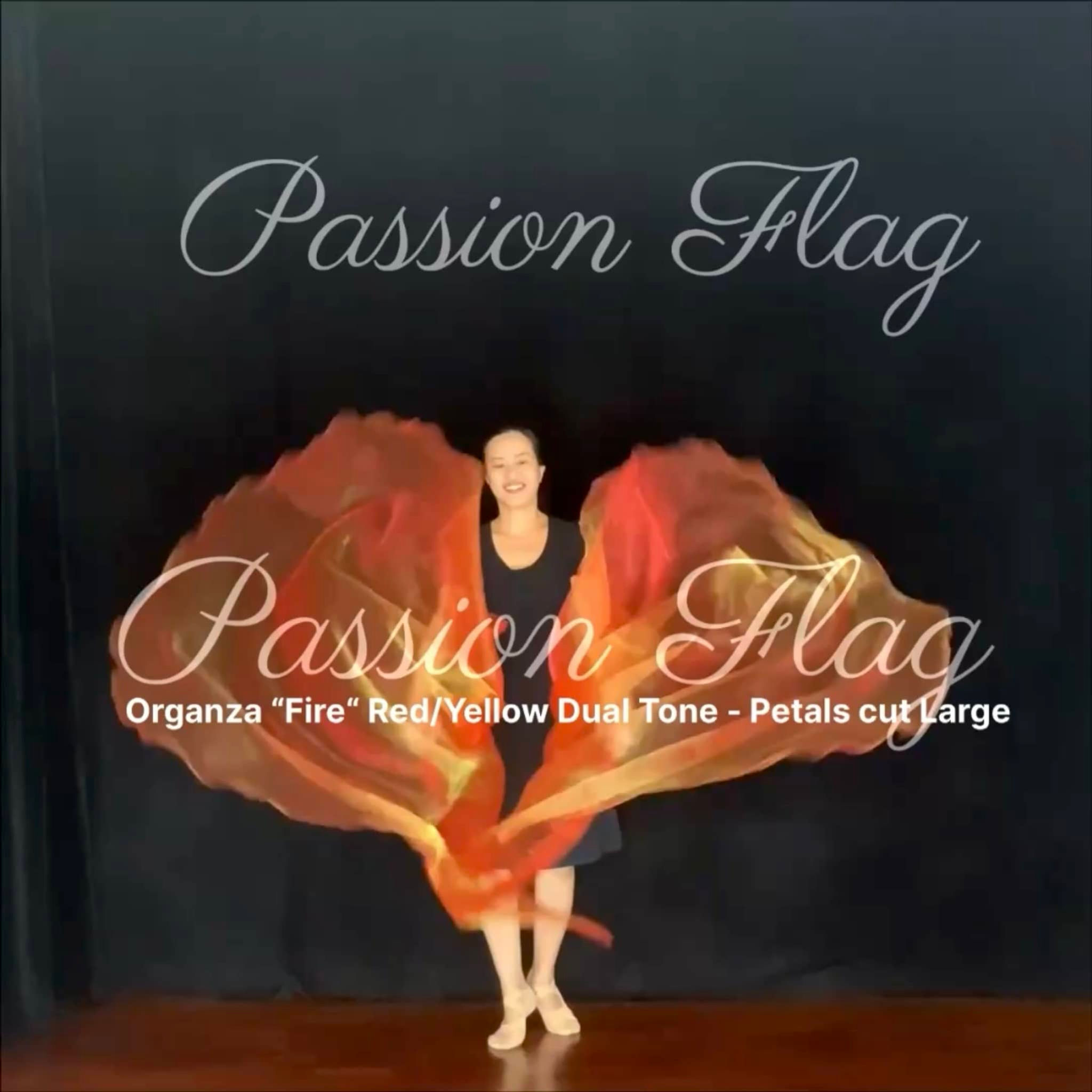 Passion Flag Organza Fire Red/Yellow dual tone Petals cut Large flags praise and worship flags and banners