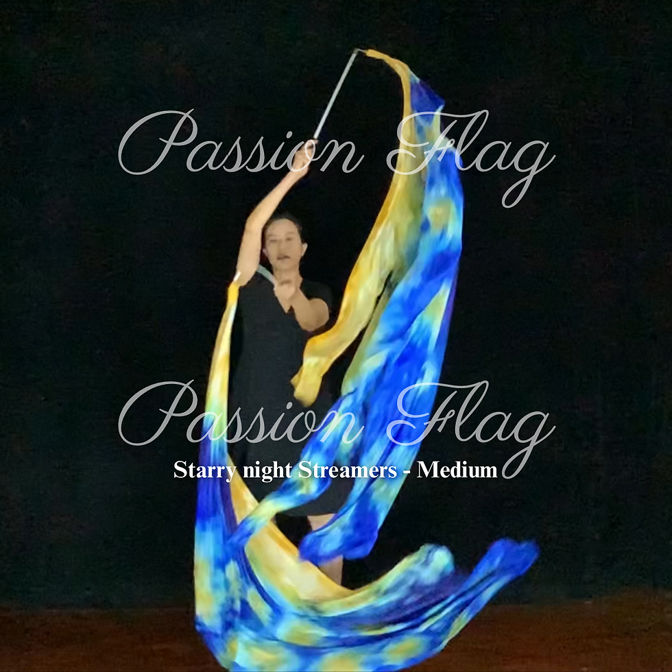 Thumbnail: Passion Flag - Starry Night - Single Layered Silk Hand dyed streamers worship dance praise dance flags and banners