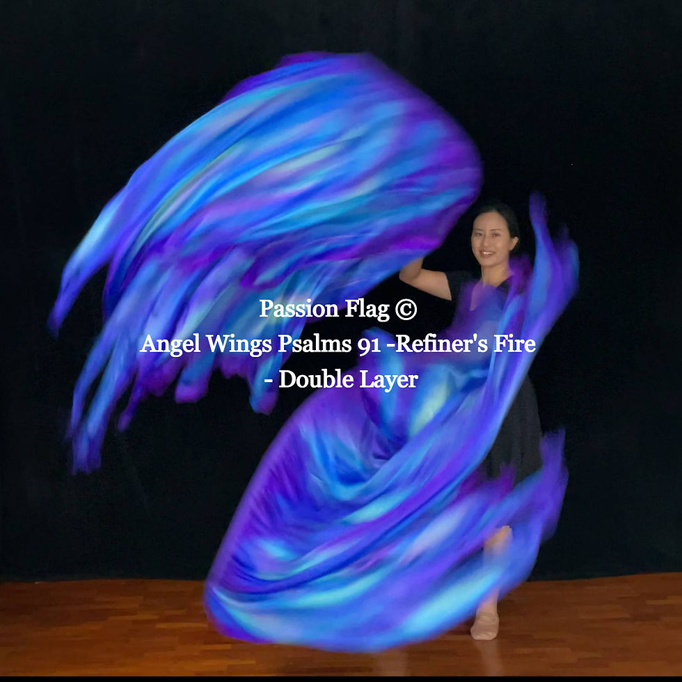 Thumbnail: Angel Wings Psalms 91 Refiner's Fire - Double Layer Silk Flags