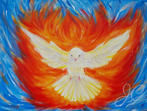Pentecost dove Prophetic artwork done live in a church service