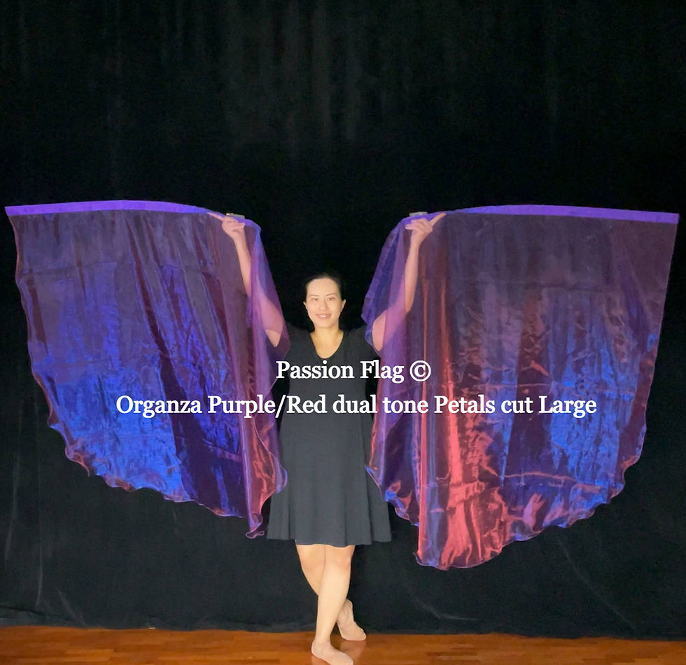 Thumbnail: Passion Flag Organza Purple/Red dual tone Petals cut Large flags praise and worship flags and banners