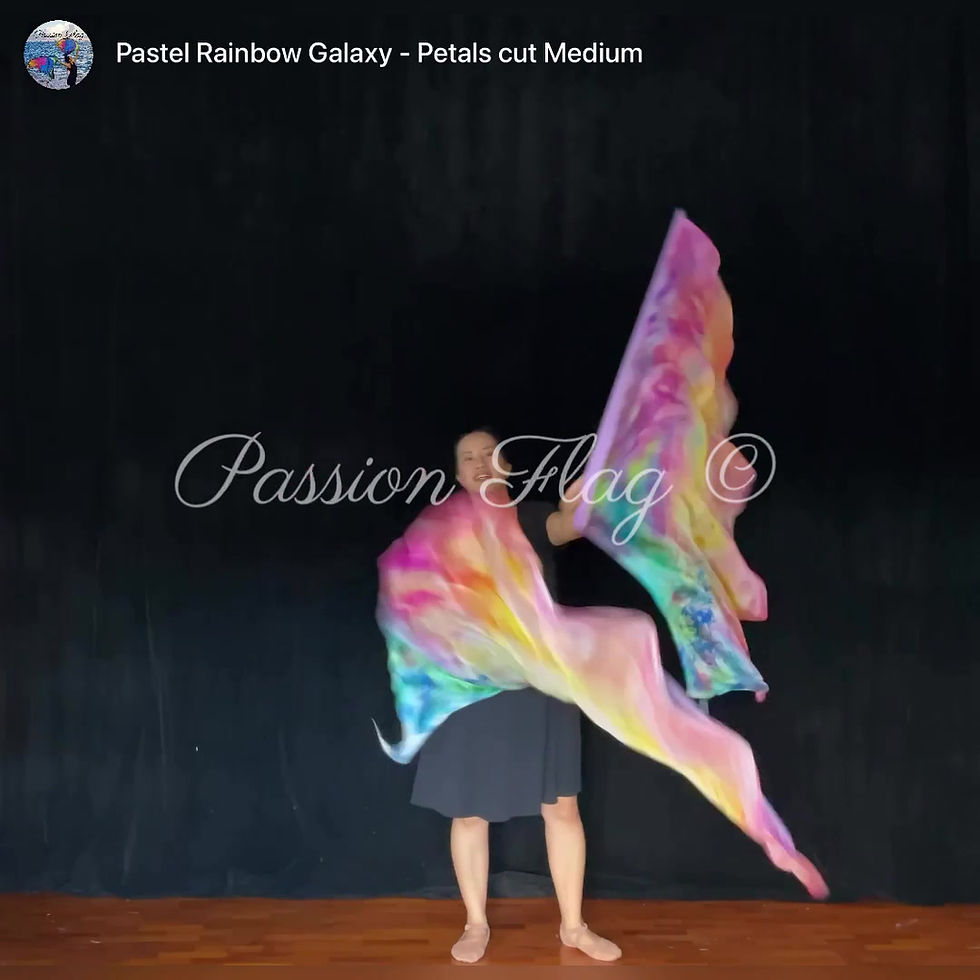 Thumbnail: Passion Flag - Pastel Rainbow Galaxy - Hand painted silk praise and worship flags and banners Praise Dance