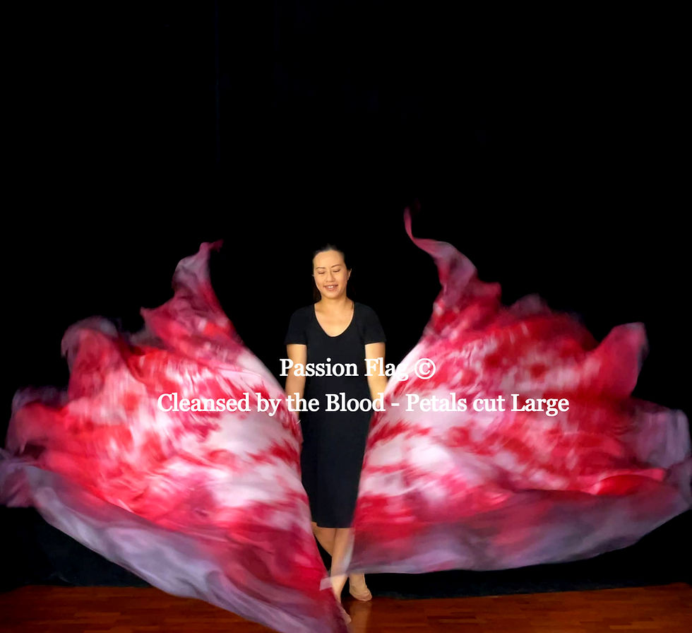 Thumbnail: Passion Flag – Cleansed by the blood - Hand painted silk praise and worship flags and banners Praise Dance