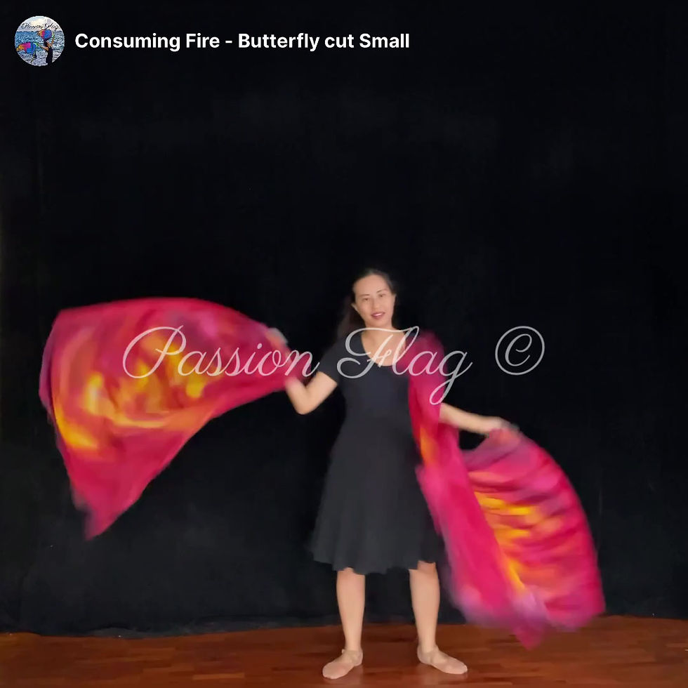 Thumbnail: Passion Flag - Consuming Fire - Hand painted silk praise and worship flags and banners Praise Dance