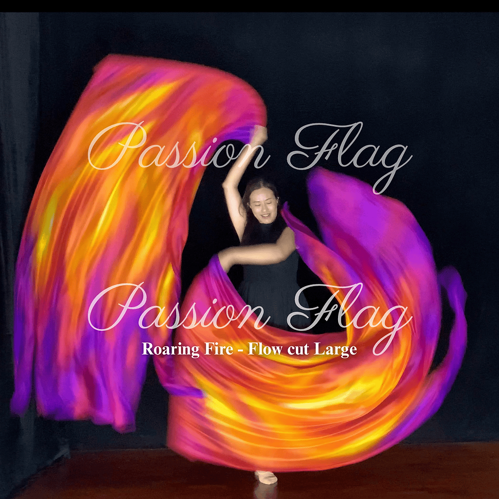 Passion Flag - Roaring Fire - Hand painted silk praise and worship flags and banners Praise Dance