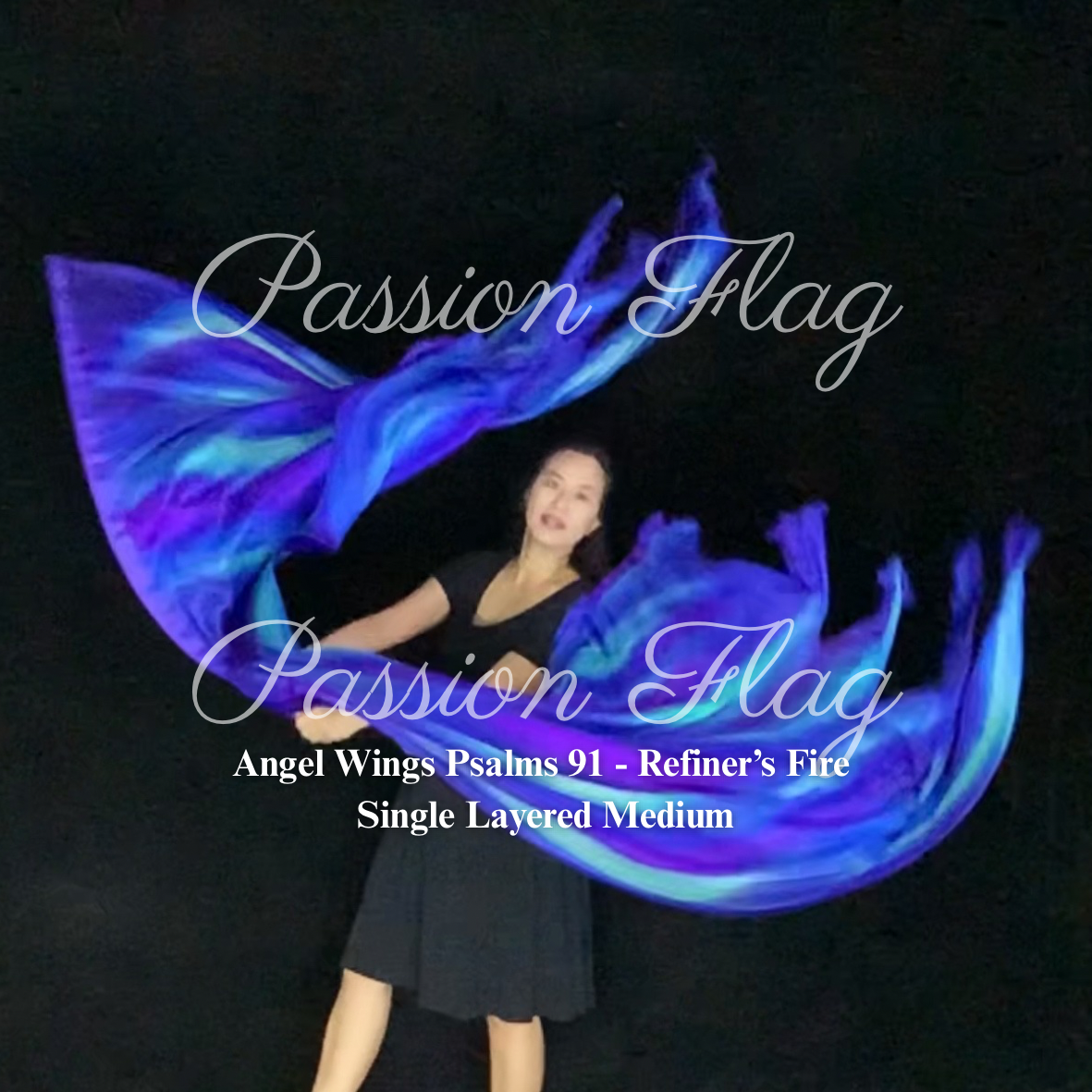 Passion Flag Angel Wings Psalms 91 Refiners fire single layered medium worship flag banners