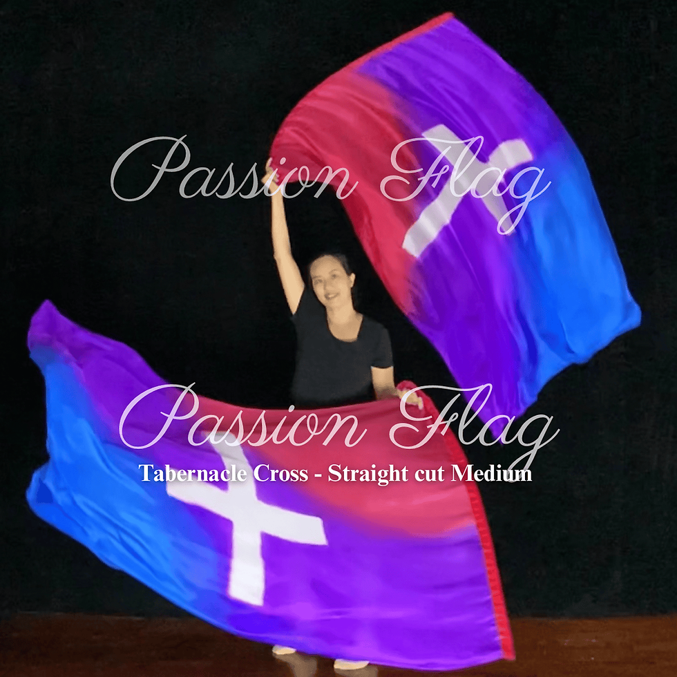 Passion Flag - Tabernacle Cross - Hand dyed silk praise and worship flags and banners Praise Dance