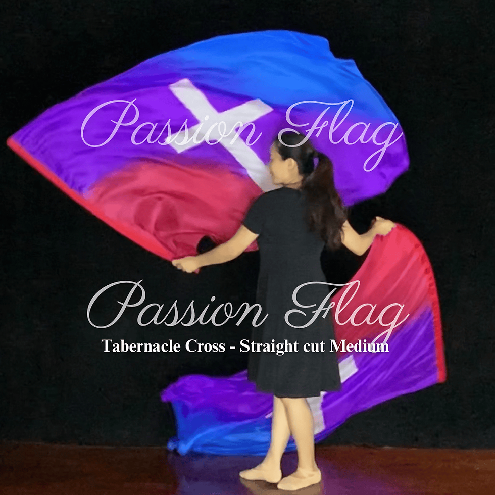 Passion Flag - Tabernacle Cross - Hand dyed silk praise and worship flags and banners Praise Dance
