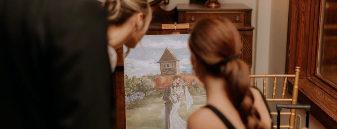 Bride and Grooms reaction to their Live Wedding Painting