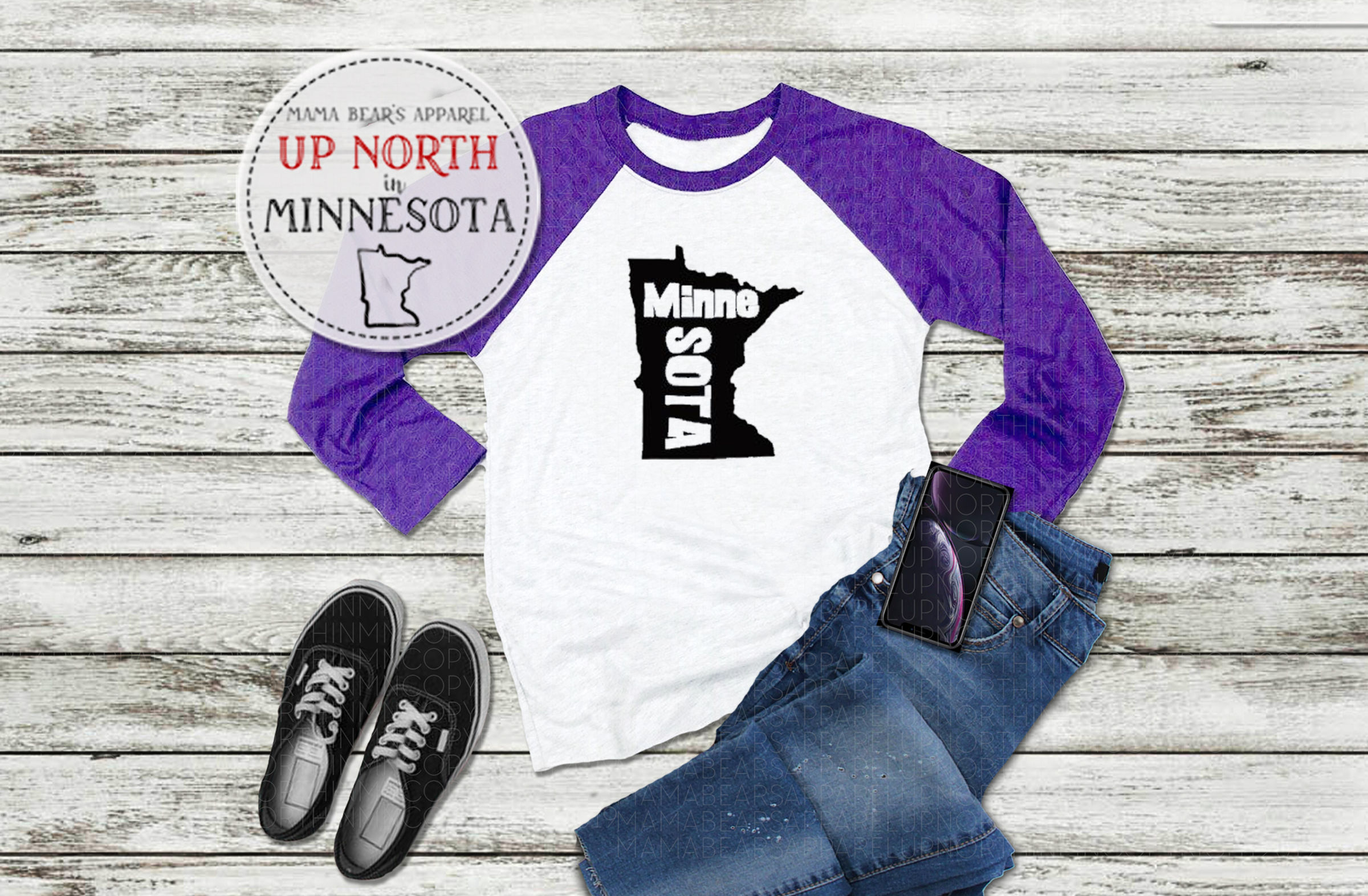 MinneSOTA with State 3/4 Sleeves Raglan