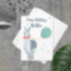 "Happy Birthday Brother" card showcasing a stylish llama wearing a bow tie and sunglasses, with a patterned birthday balloon.