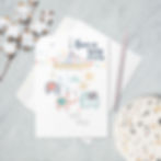 New Baby card with 'Born in 2024' message, featuring elephants under a mobile, in a soft pastel color scheme.
