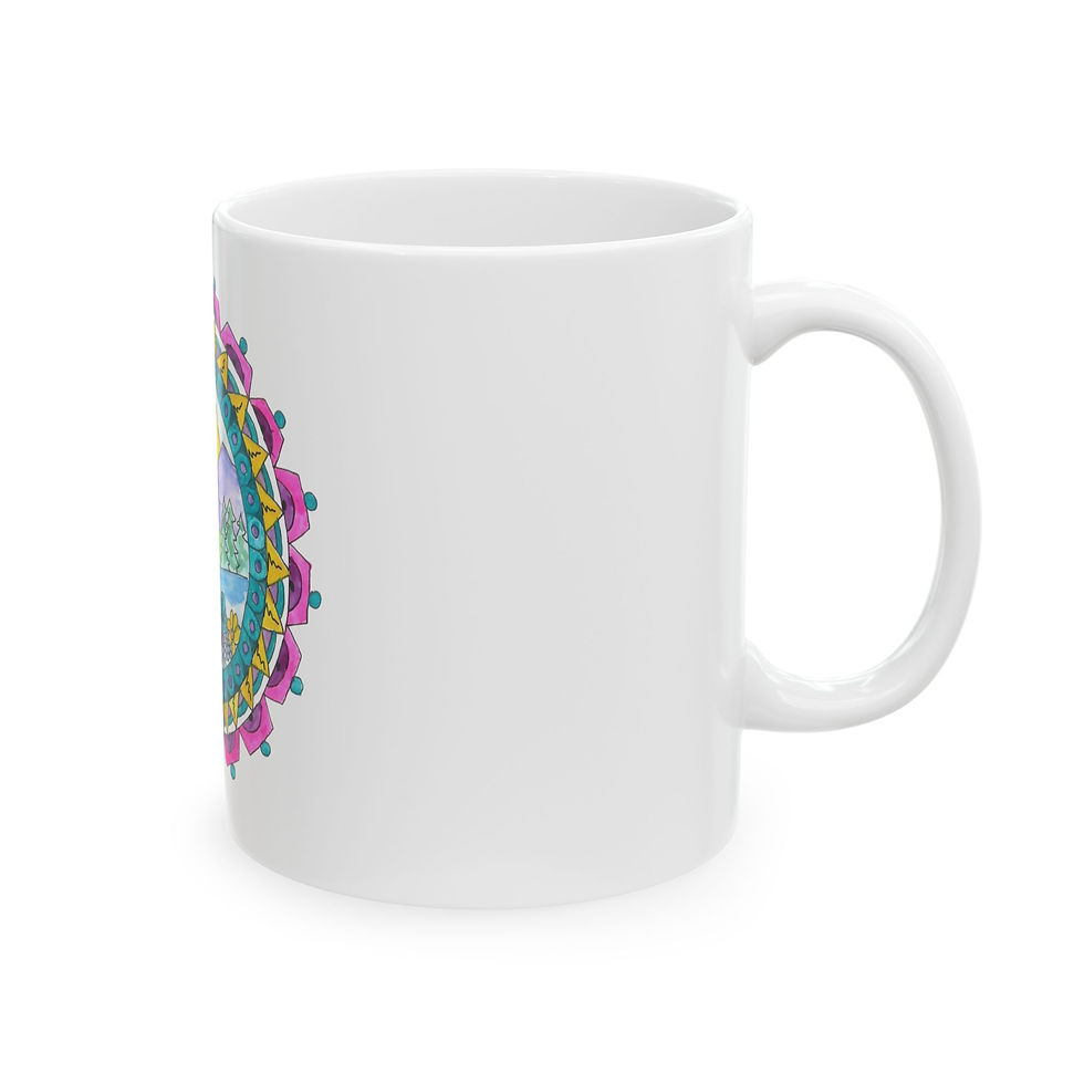 Thumbnail: Ceramic Mug, Mountain Scene in Pink