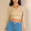 Thumbnail: Ribbed Wrap Front Long Sleeve Top