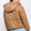 Thumbnail: Pu Faux Leather Zipper Hooded Puffer Jacket