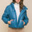 Thumbnail: Pu Faux Leather Zipper Hooded Puffer Jacket