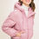 Thumbnail: Pu Faux Leather Zipper Hooded Puffer Jacket