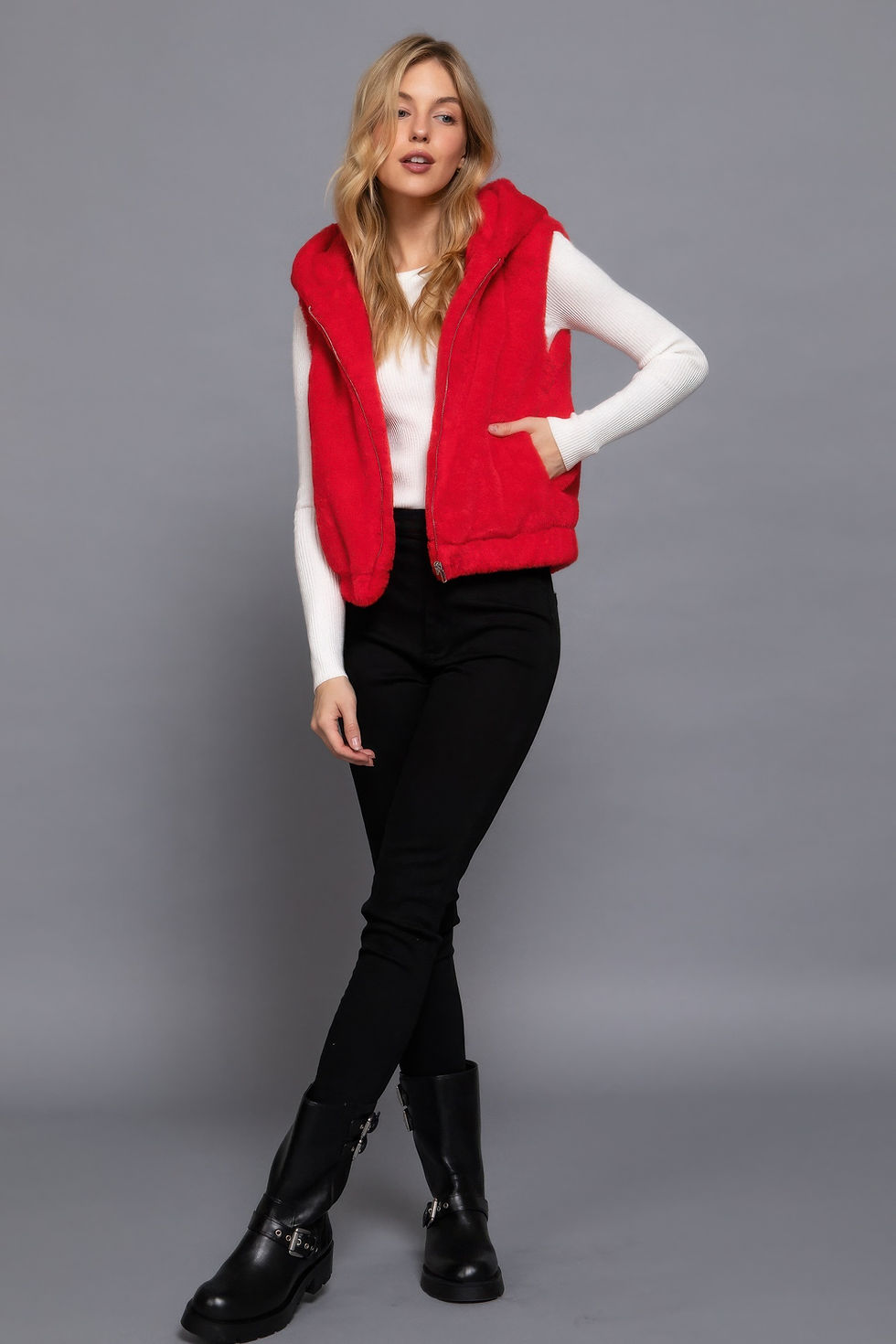 Thumbnail: Hoodie Faux Fur Vest 