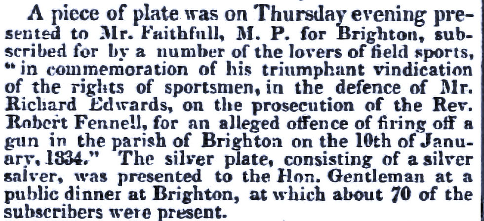 London Courier & Evening Gazette , 11th June 1834. © The British Library Board. The report appeared in several newspapers across the country, suggesting this was not merely a victory for Brighton.